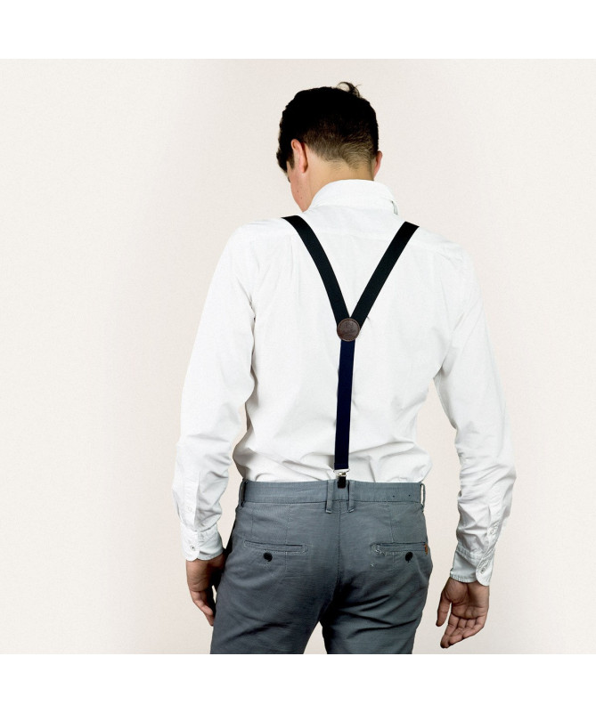 Thin clip-on men's braces / suspenders – Black