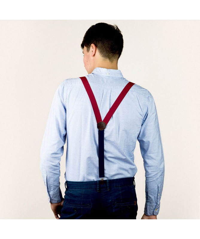 Thin clip-on men's braces / suspenders – Red
