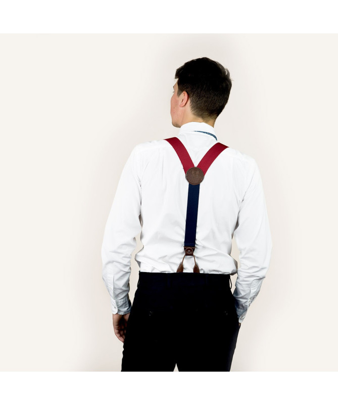 Superior wide men's braces / suspenders – Red