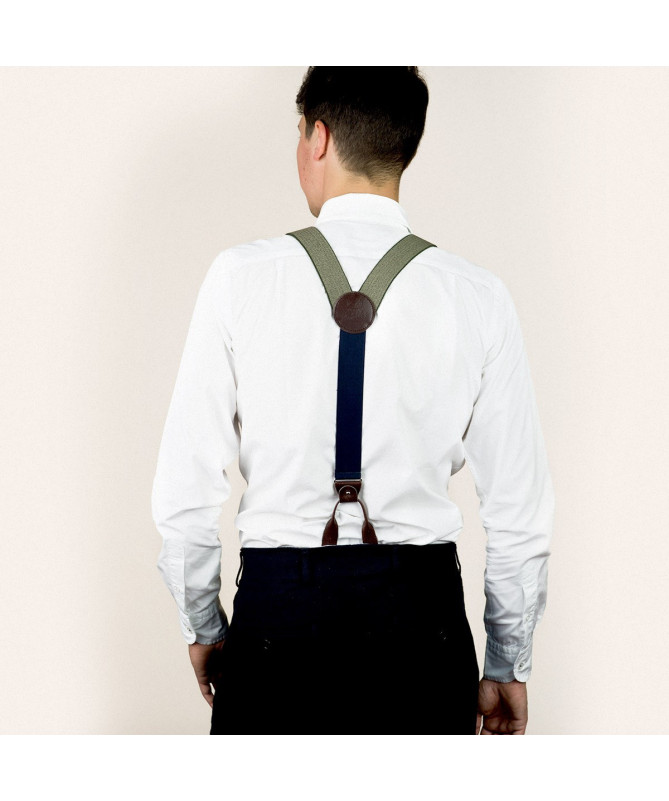 Superior wide men's braces / suspenders – Khaki tweed