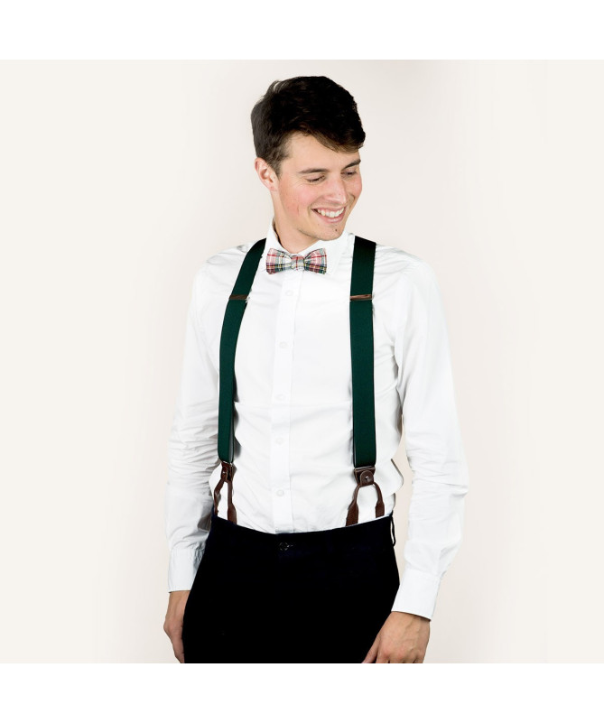 Superior wide men's braces/suspenders – Bottle green