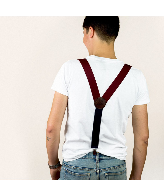 Wide clip-on men's braces / suspenders – Wine