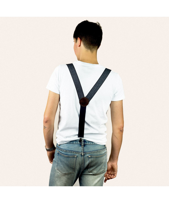 Bretelles larges à pinces - Chevron navy