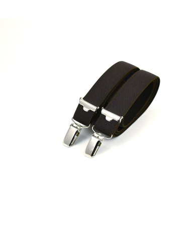 Thin clip-on men's braces / suspenders – Textured brown