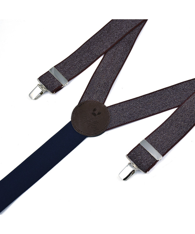 Bretelles homme larges à pinces - Chevron bordeaux - Bertelles