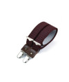 Thin clip-on men's braces / suspenders with leather details – Wine with white polka dots