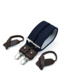 Superior thin men's braces / suspenders – Navy with white polka-dots