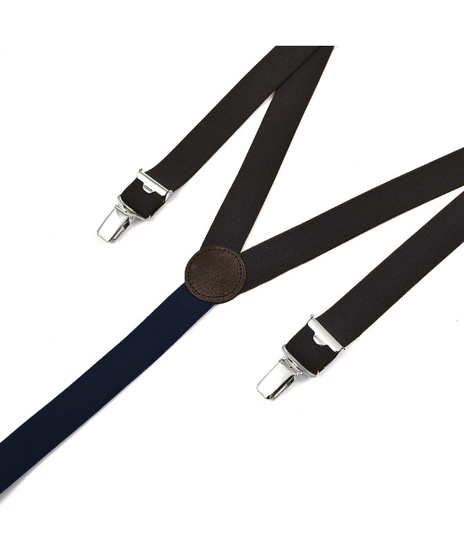 Thin clip-on men's braces / suspenders – Textured brown