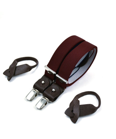 Superior thin men's braces / suspenders – Wine