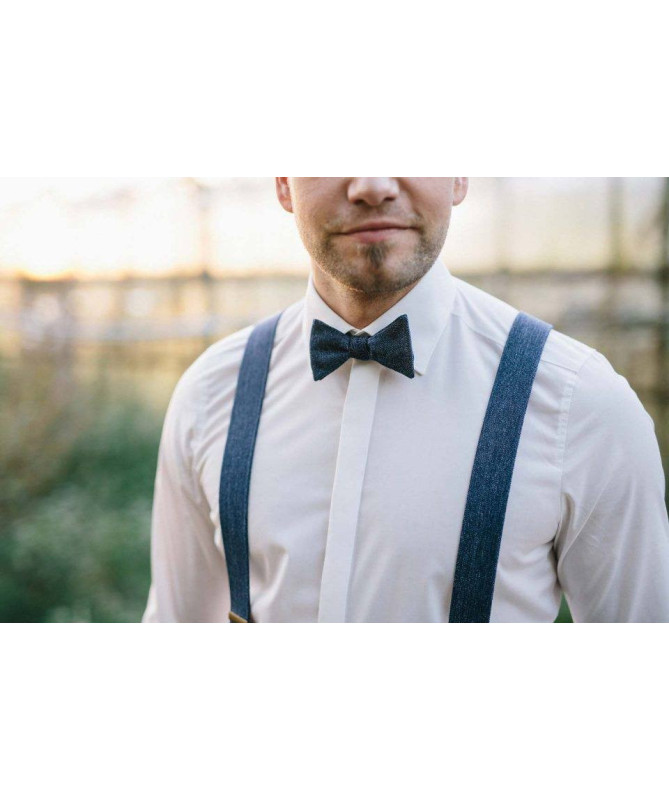Wide clip-on men's braces / suspenders – Denim