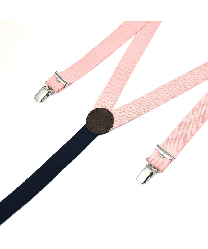 Thin clip-on men's braces / suspenders – Peach