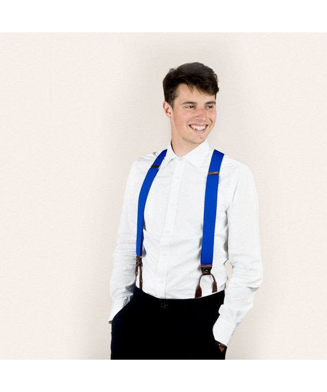 Superior wide men's braces / suspenders – Royal blue