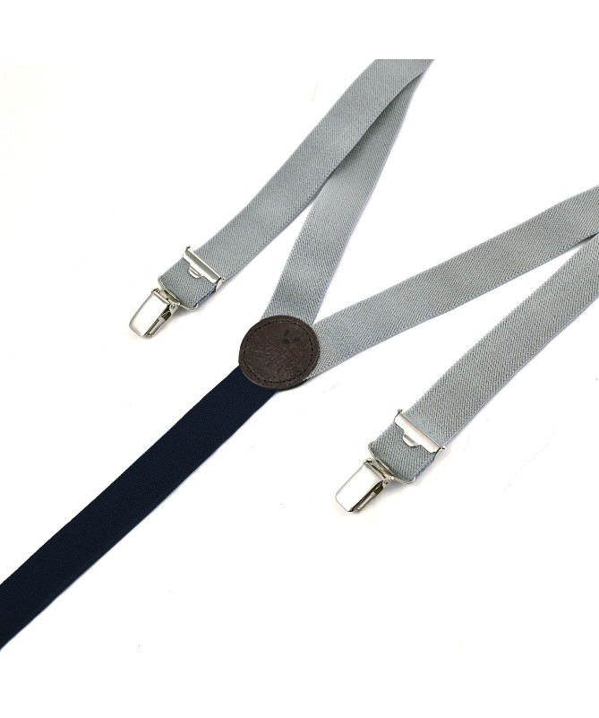 thin clip-on men's braces / suspenders - Pearl grey