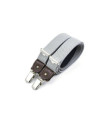 Thin clip-on men's braces / suspenders with leather details – Pearl grey