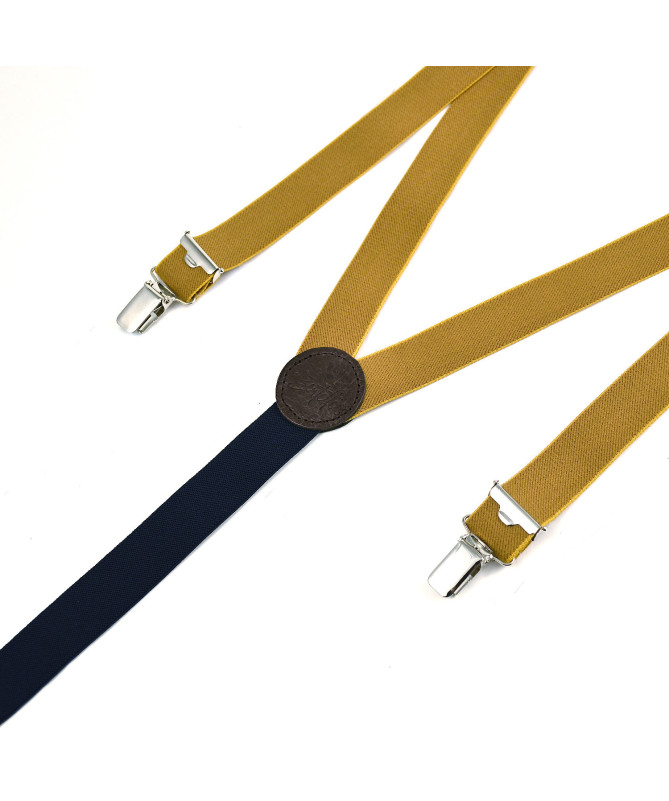 Thin clip-on men's braces / suspenders – curry