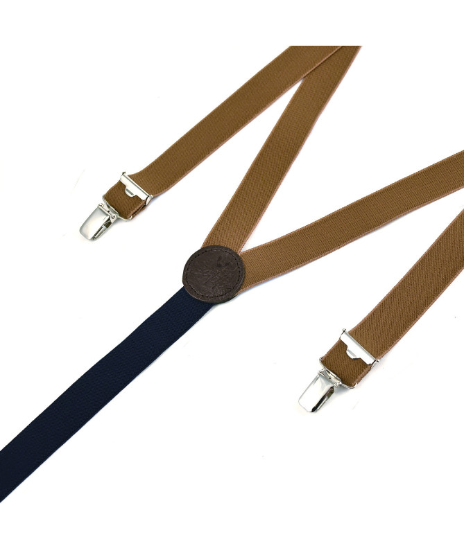 Thin clip-on men's braces / suspenders – Chestnut