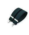 Wide clip-on men's braces / suspenders – Green micro-pattern on black