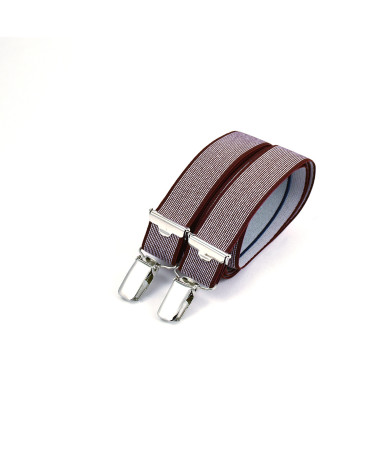 Thin clip-on men's braces / suspenders – Mottled dark red