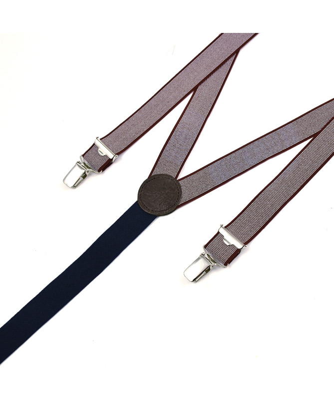Thin clip-on men's braces / suspenders – Mottled dark red