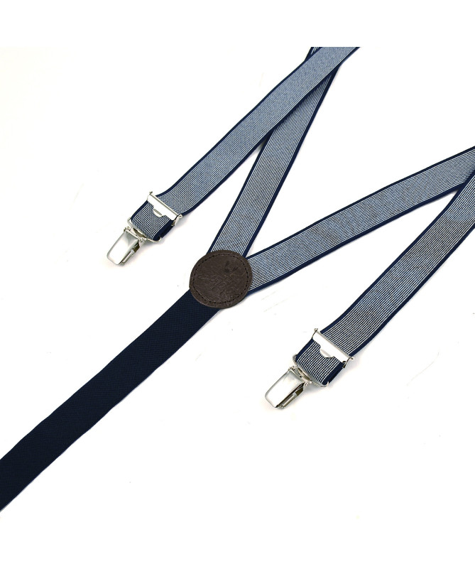 Thin clip-on men's braces / suspenders – Mottled navy
