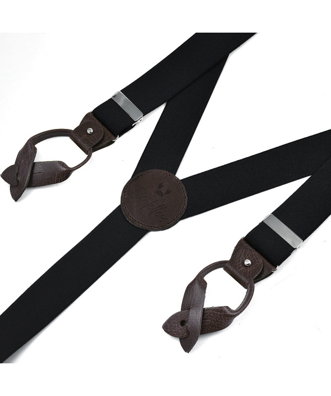 Superior wide men's braces / suspenders – Black
