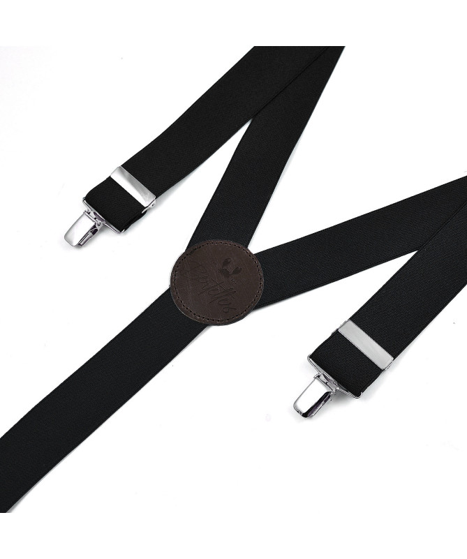 Wide clip-on men's braces / suspenders – Black