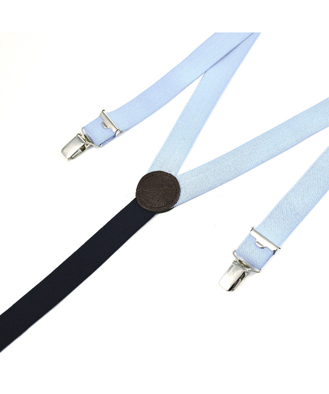 Thin clip-on men's braces / suspenders – Sky blue