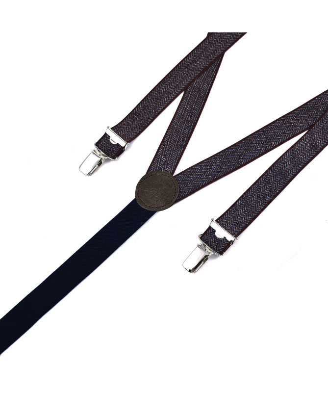 Thin clip-on men's braces / suspenders – Wine chevron