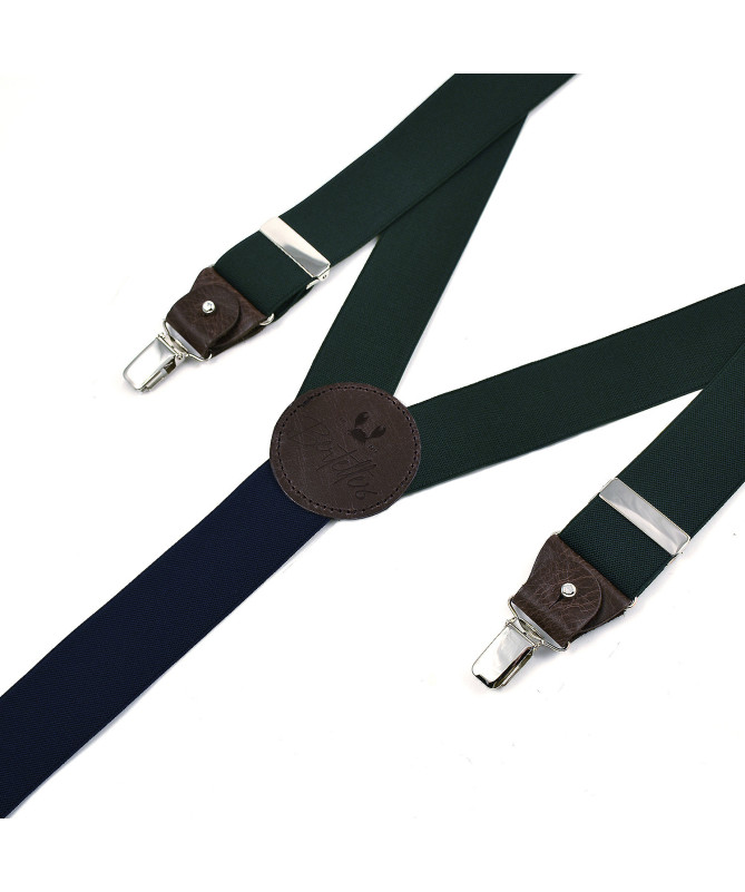 Paire de bretelles élastiques larges pour homme à pinces vert