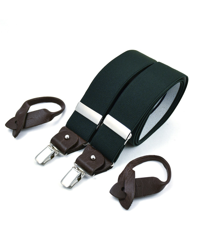 Superior wide men's braces/suspenders – Bottle green