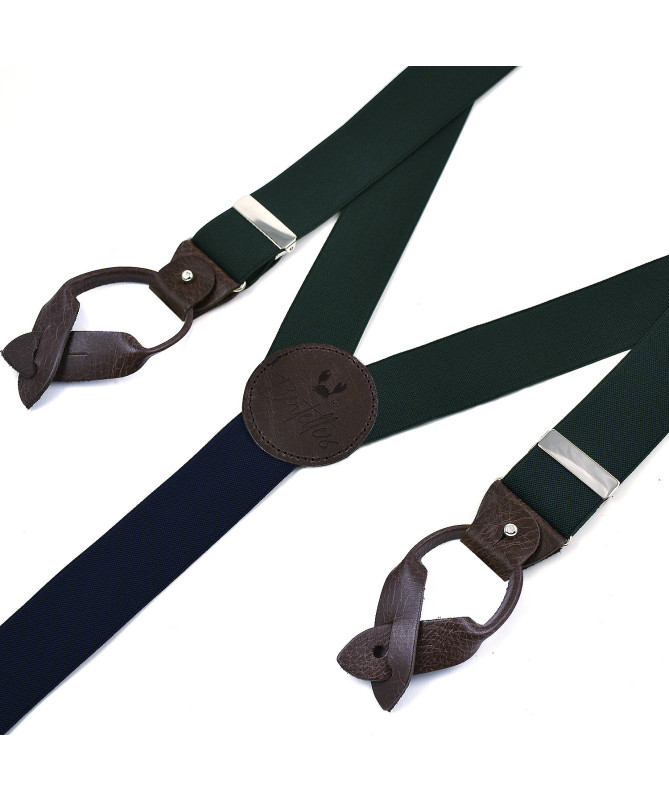 Superior wide men's braces/suspenders – Bottle green