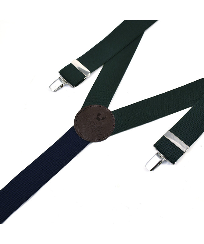 Wide clip-on men's braces / suspenders – Bottle green