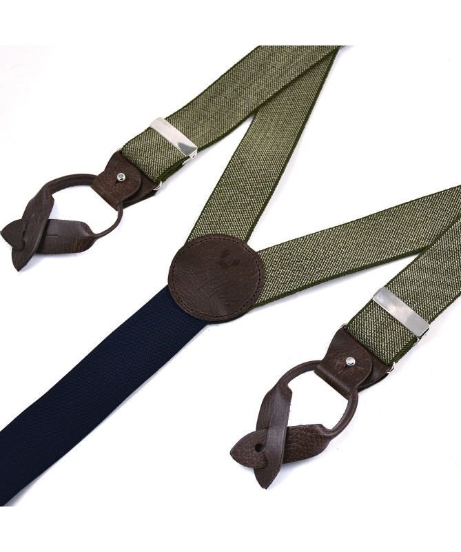Bretelles homme larges Superior - Tweed kaki - Bertelles