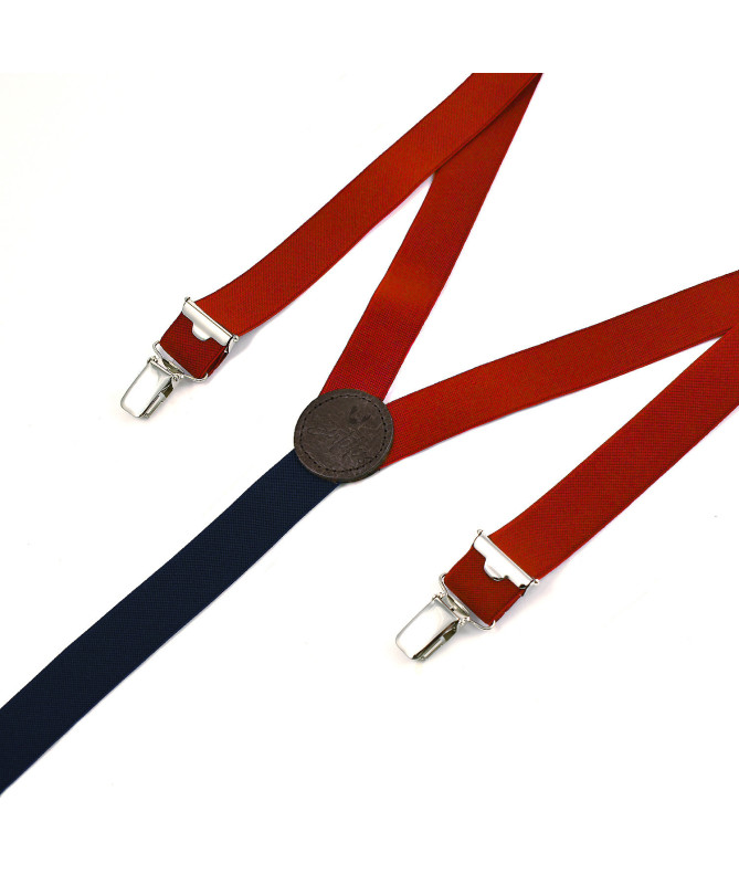 Thin clip-on men's braces / suspenders – Red
