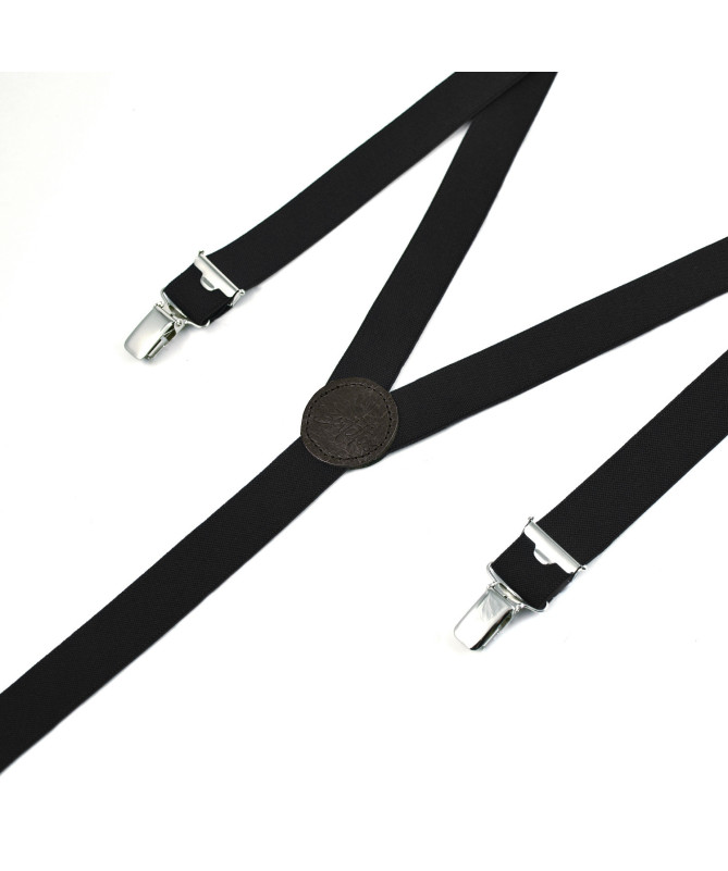 Thin clip-on men's braces / suspenders – Black