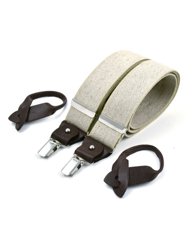 Superior wide men's braces / suspenders – Off-white