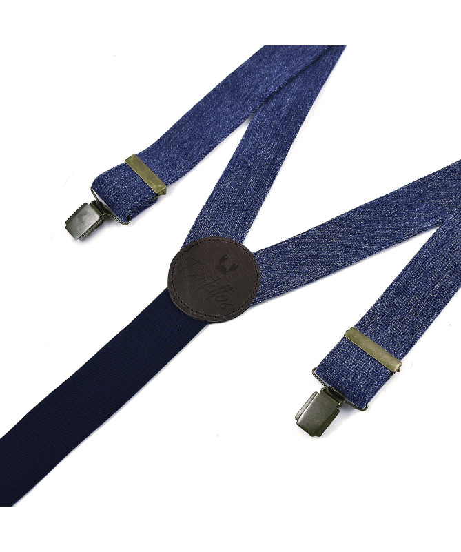 paire de bretelles élastiques larges pour homme à pinces jeans denim