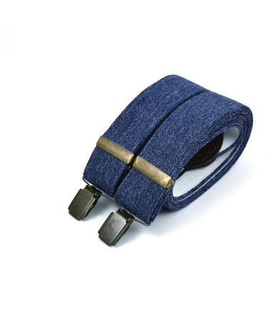 paire de bretelles élastiques larges pour homme à pinces jeans denim