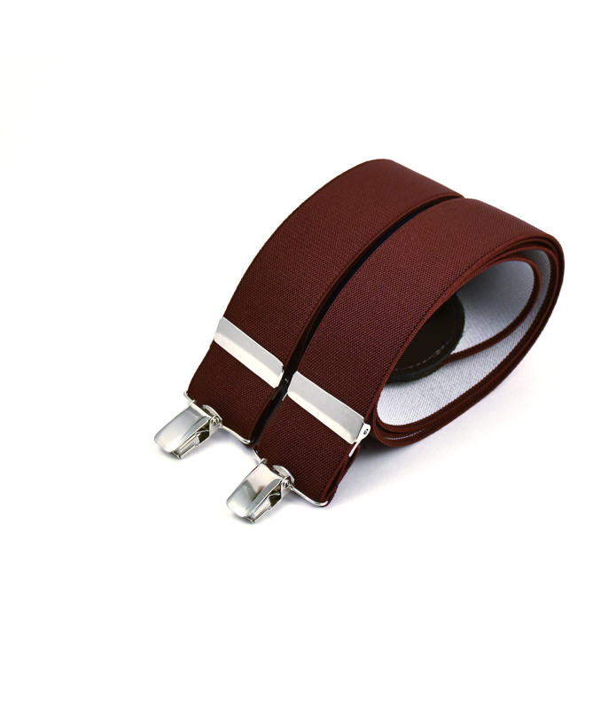 Wide clip-on men's braces / suspenders – Wine