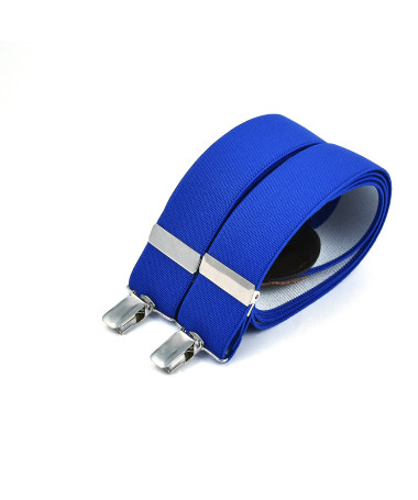 Wide clip-on men's braces / suspenders – Royal blue