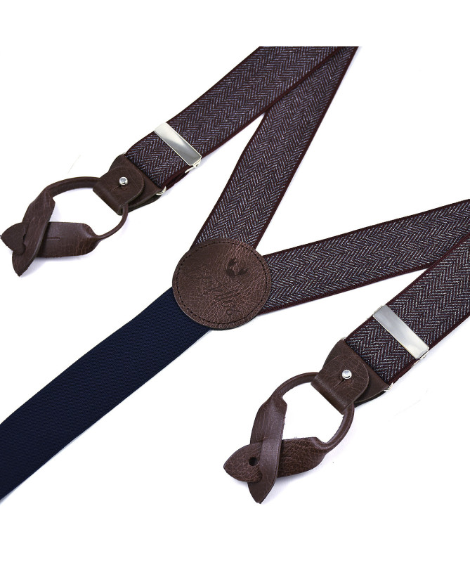 Superior wide men's braces / suspenders – Wine chevron
