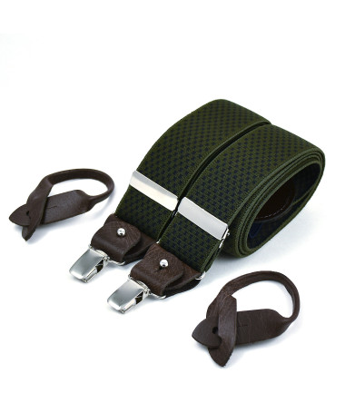 Superior wide men's braces / suspenders – navy cross on khaki