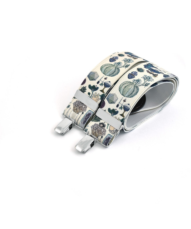 Bretelles homme larges à pinces - Imprimé digital thème Paon - Bertelles