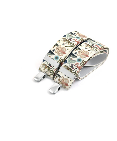 Wide clip-on men's braces / suspenders – Digital print with tiger theme