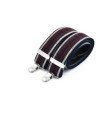 Wide clip-on men's braces / suspenders - Wine and ecru stripe on navy – Bertelles
