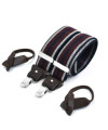 Superior wide men's braces / suspenders – Wine and ecru stripe on navy – Bertelles