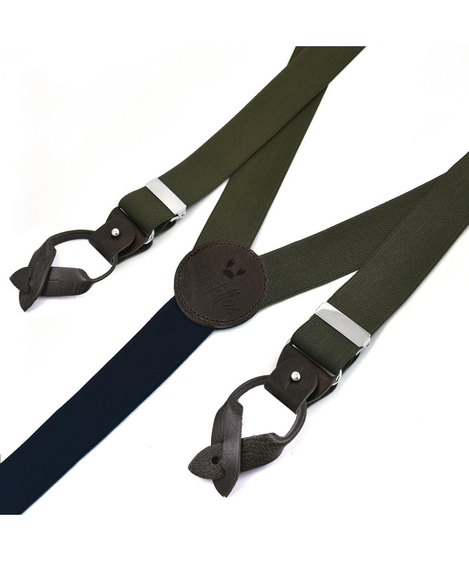 Superior wide men's braces / suspenders – Khaki – Bertelles