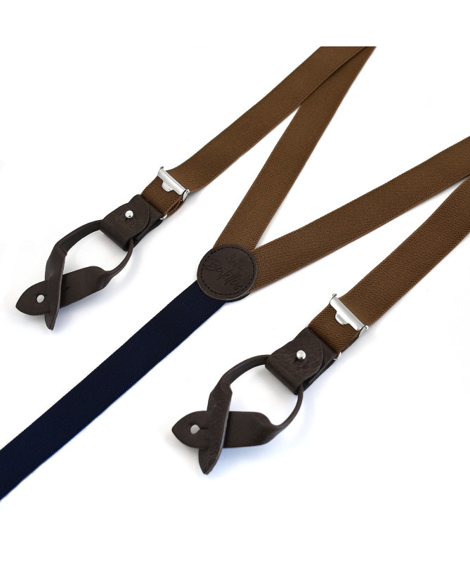 Superior thin men's braces / suspenders – Chestnut – Bertelles