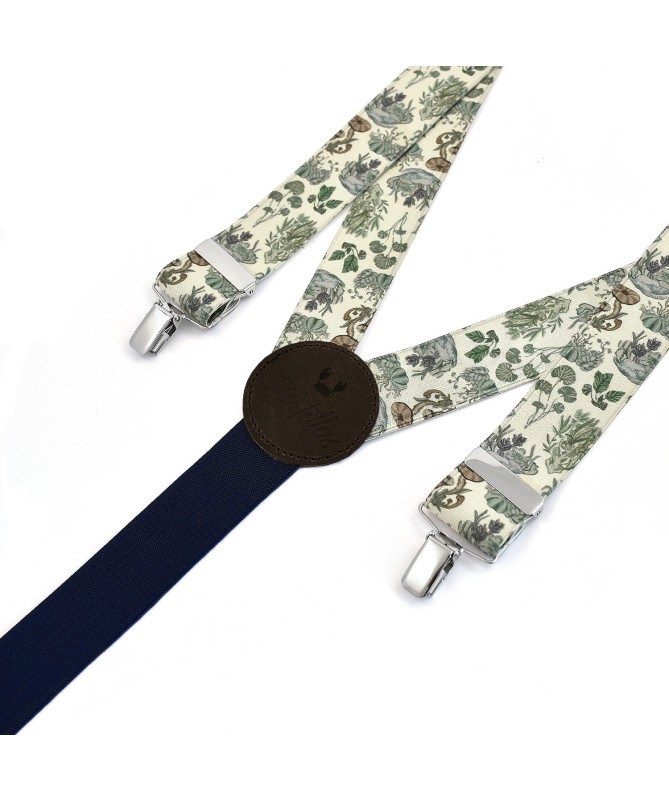 Bretelles homme larges à pinces - Imprimé digital thème Champignon - Bertelles