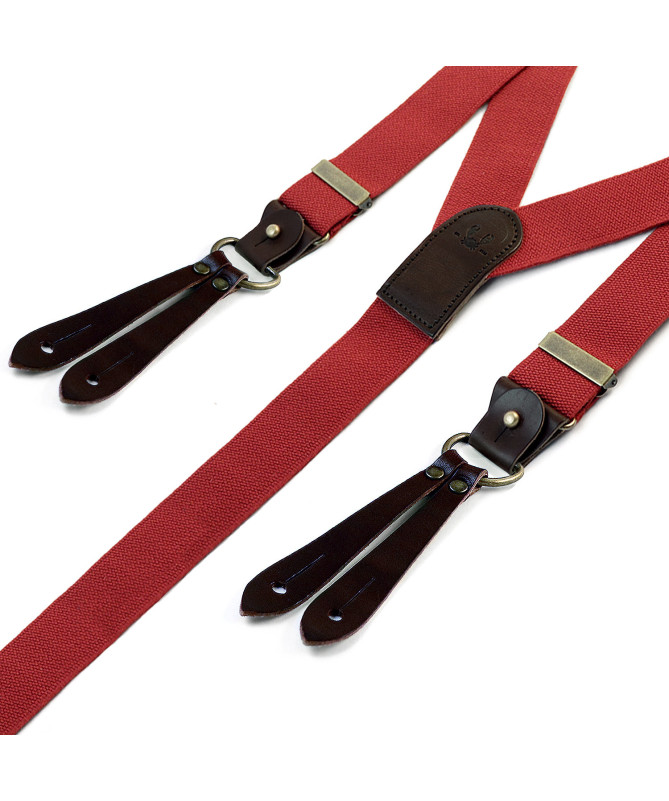 Bretelles larges Selvedge cuir buffalo - Terracotta - Bertelles